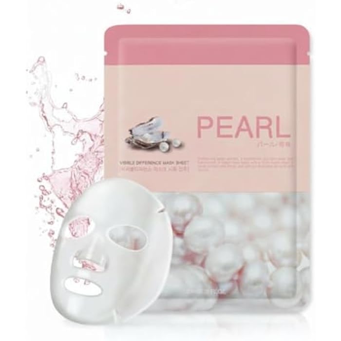 Sheet Mask, Pearl and Hyaluronic Acid, 0.67 oz - Face Mask to Improve Skin Texture - Hydrating Sheet Mask-1pc - Image 1